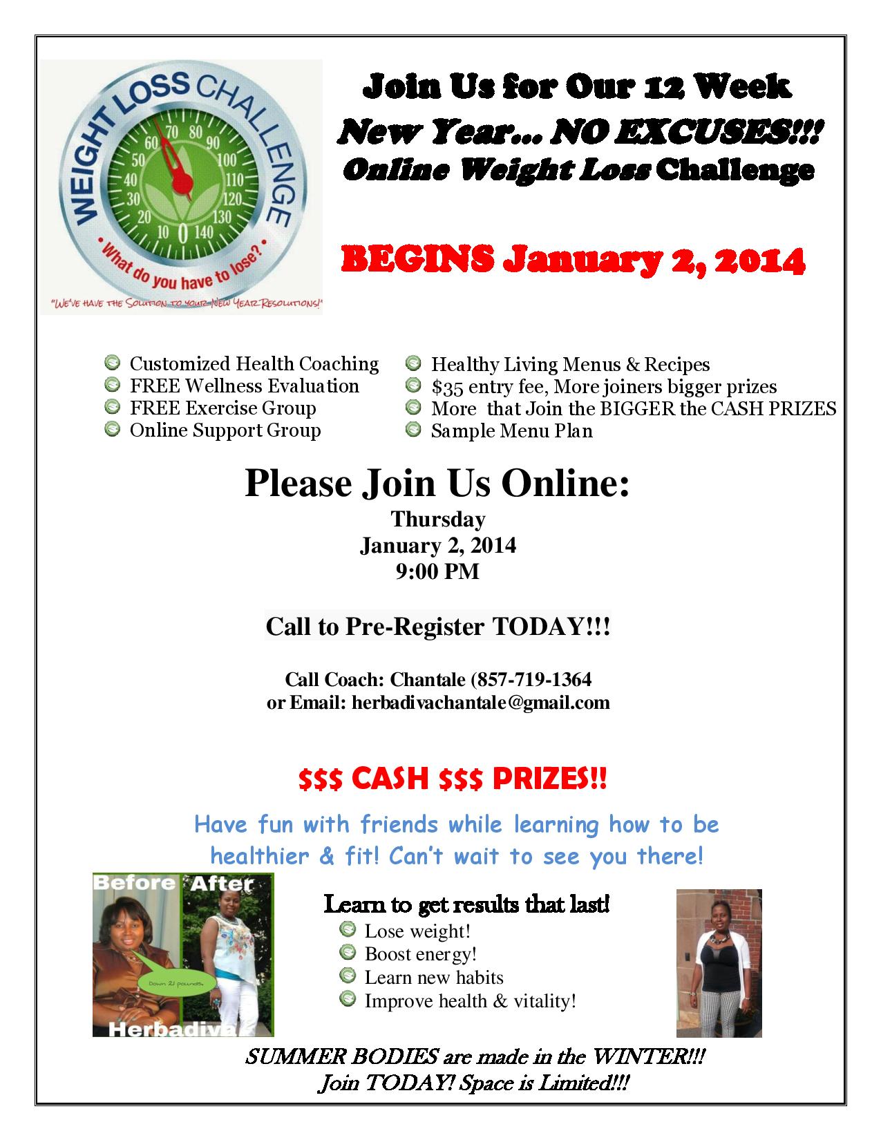 January 23 Week Online Weight Loss Challenge  herbadivachantale Regarding Weight Loss Challenge Flyer Template